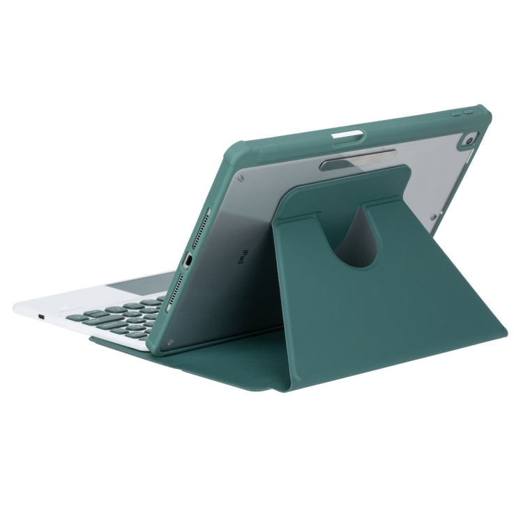 For iPad Pro 11 2024 YL13-A 360 Rotation Acrylic Transparent Round Keycap Bluetooth Keyboard Leather Case With Touch Control(Green) - For iPad Pro by PMC Jewellery | Online Shopping South Africa | PMC Jewellery | Buy Now Pay Later Mobicred