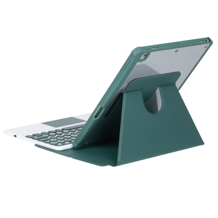 For iPad Pro 11 2024 YL13-A 360 Rotation Acrylic Transparent Round Keycap Bluetooth Keyboard Leather Case With Touch Control(Green) - For iPad Pro by PMC Jewellery | Online Shopping South Africa | PMC Jewellery | Buy Now Pay Later Mobicred
