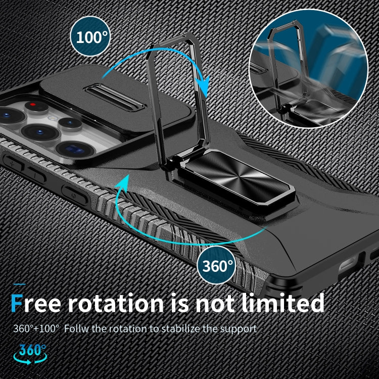 For Samsung Galaxy S25 Ultra 5G Sliding Camshield Holder Phone Case(Black) - free shipping - PMC Jewellery - Order now!