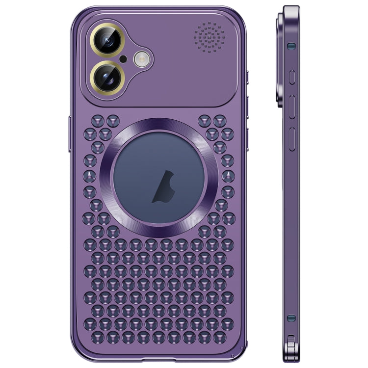 For iPhone 16 Spring Buckle MagSafe Magnetic Metal Aromatherapy Phone Case(Purple) - free shipping - PMc TechLife - Order now!