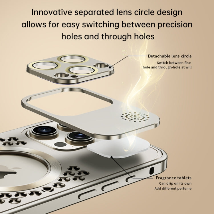 For iPhone 16 Pro Max Spring Buckle MagSafe Magnetic Metal Aromatherapy Phone Case(Grey) - free shipping - PMc TechLife - Order now!