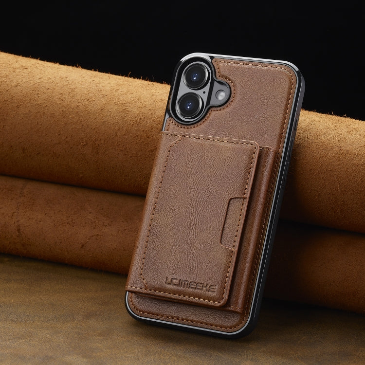 For iPhone 16 Plus LC.IMEEKE L5 Series Detachable RFID Card Bag Magsafe Phone Case(Brown) - free shipping - PMC Jewellery - Order now!