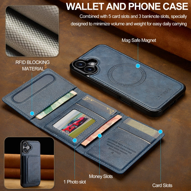 For iPhone 16 LC.IMEEKE L5 Series Detachable RFID Card Bag Magsafe Phone Case(Blue) - iPhone 16 Cases by LC.IMEEKE | Online Shopping South Africa | PMC Jewellery | Buy Now Pay Later Mobicred