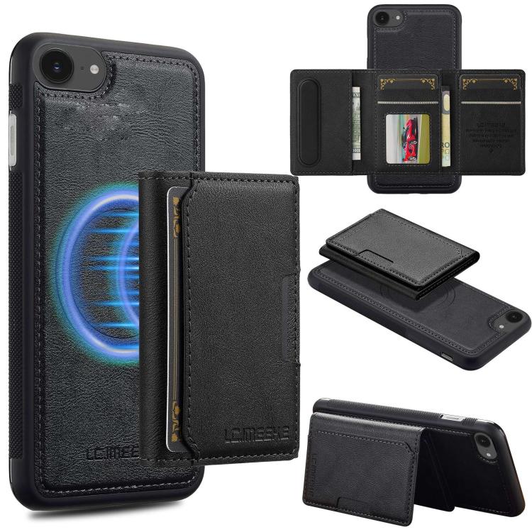 For iPhone 16e LC.IMEEKE L5 Series Detachable RFID Card Bag Magsafe Phone Case(Black) - iPhone 16e Cases by LC.IMEEKE | Online Shopping South Africa | PMC TechLife | Buy Now Pay Later Mobicred