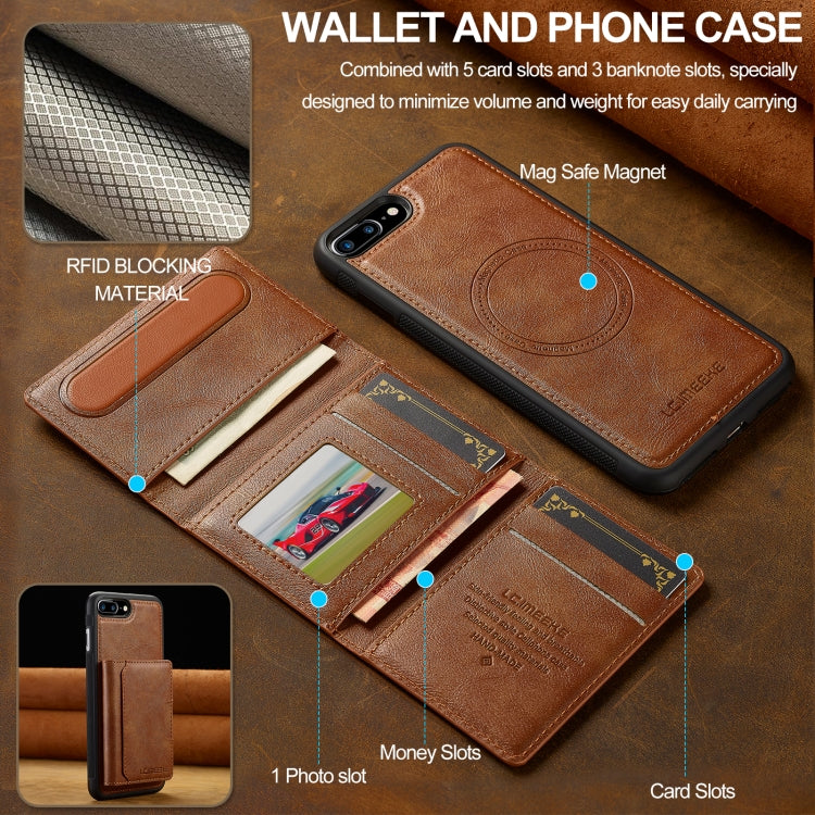 For iPhone 16e LC.IMEEKE L5 Series Detachable RFID Card Bag Magsafe Phone Case(Brown) - iPhone 16e Cases by LC.IMEEKE | Online Shopping South Africa | PMC TechLife | Buy Now Pay Later Mobicred
