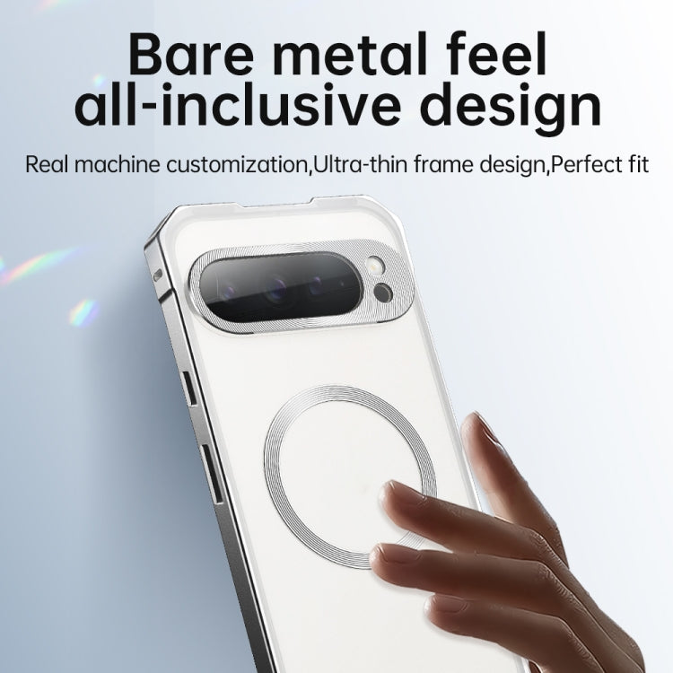 For Google Pixel 8 Pro Irregular Alloy Frame Fosted Translucent MagSafe Phone Case(Titanium) - Google Cases by PMC TechLife | Online Shopping South Africa | PMC TechLife | Buy Now Pay Later Mobicred