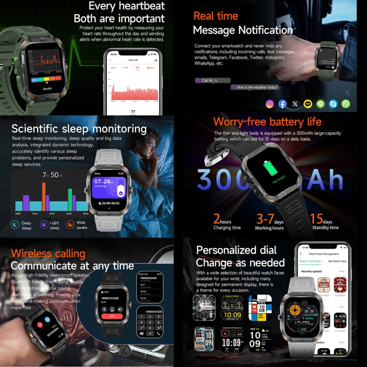 ZW69 1.97 inch AMOLED Outdoor Sports BT Call Smart Watch, Blood Oxygen / Heart Rate / Remote Photography / Sleep monitoring(Green) - Smart Wristbands by PMC TechLife | Online Shopping South Africa | PMC TechLife | Buy Now Pay Later Mobicred