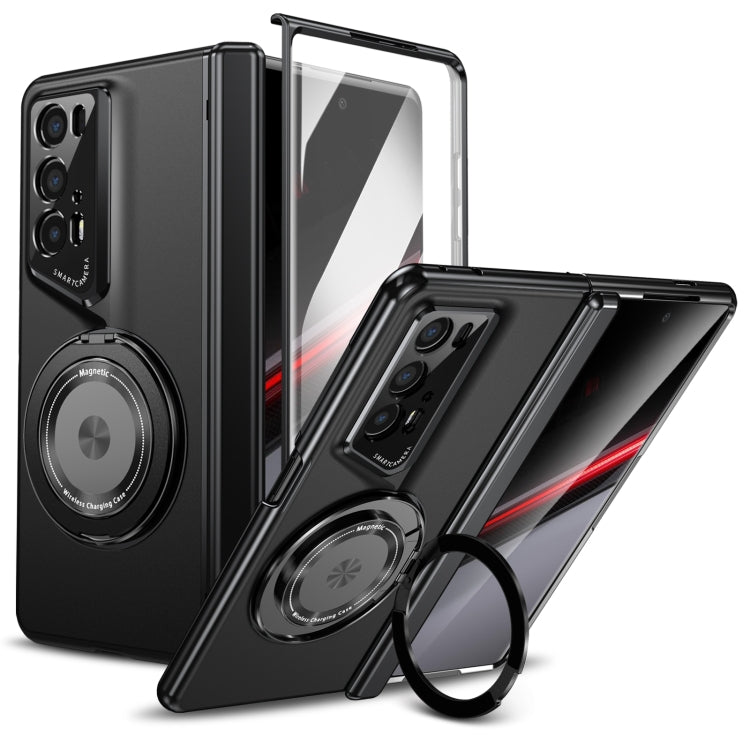 For Honor Magic V2 RSR Porsche Design Gold Medal Rotating Folding Series Ring Holder Phone Case(Black) - Honor Cases by PMC TechLife | Online Shopping South Africa | PMC TechLife | Buy Now Pay Later Mobicred