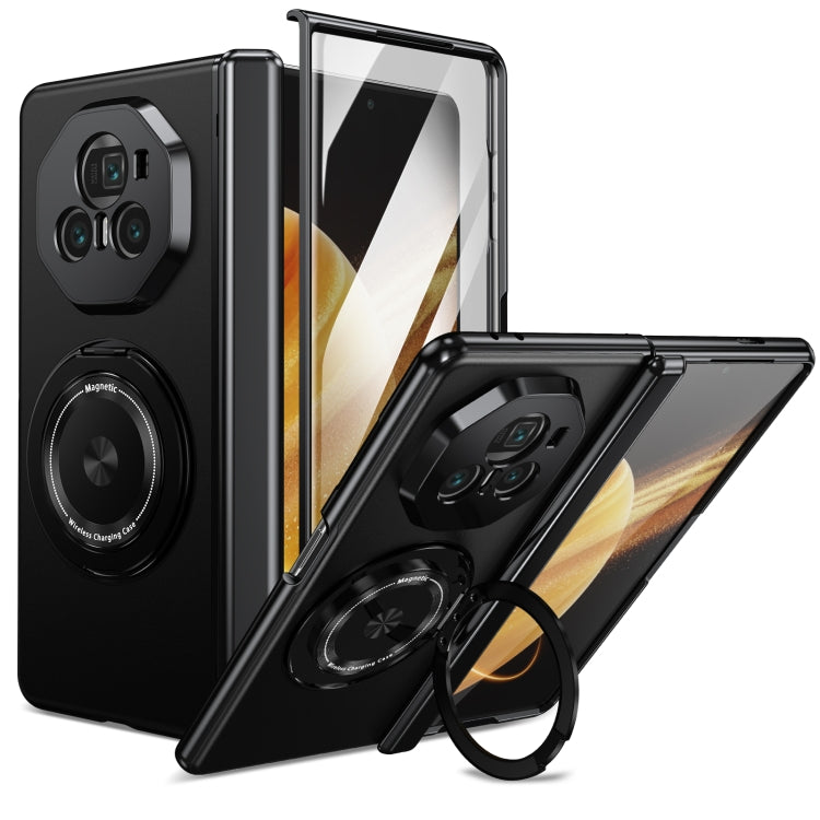 For Honor Magic V3 Gold Medal Rotating Folding Series Ring Holder Phone Case(Black) - Honor Cases by PMC TechLife | Online Shopping South Africa | PMC TechLife | Buy Now Pay Later Mobicred