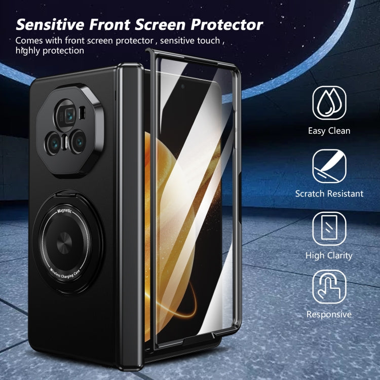 For Honor Magic V3 Gold Medal Rotating Folding Series Ring Holder Phone Case(Black) - Honor Cases by PMC TechLife | Online Shopping South Africa | PMC TechLife | Buy Now Pay Later Mobicred