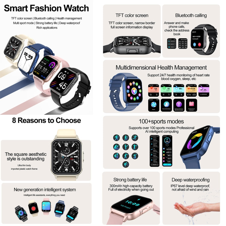 ZW36 1.83 inch BT Call Smart Watch, Blood oxygen / Blood Pressure / Heart Rate(Pink) - free shipping - PMC TechLife - Order now!