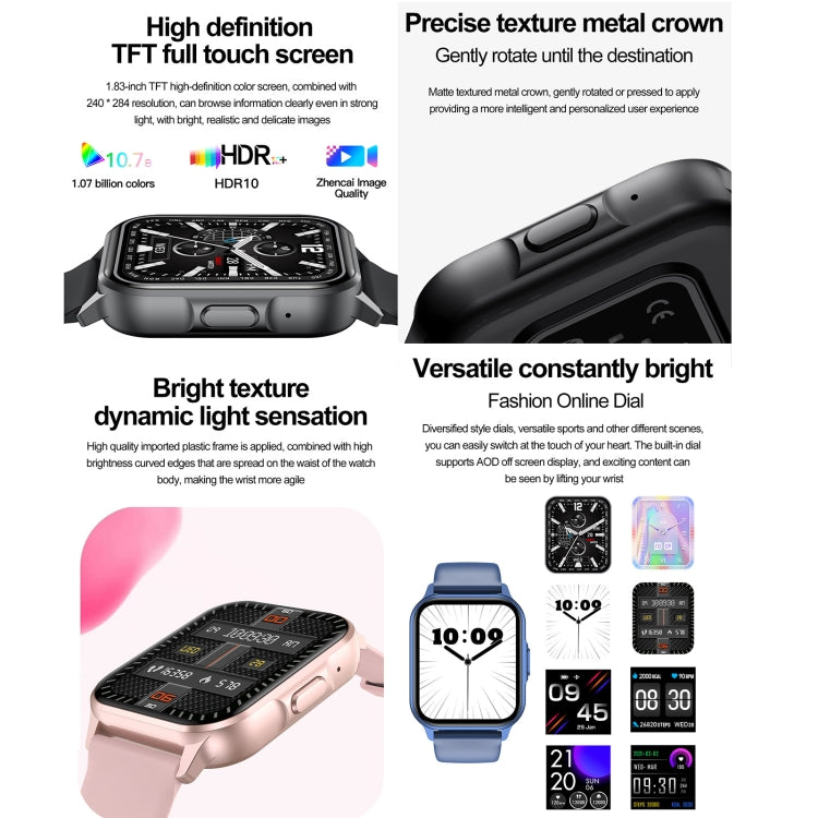 ZW36 1.83 inch BT Call Smart Watch, Blood oxygen / Blood Pressure / Heart Rate(Black) - Smart Wristbands by PMC TechLife | Online Shopping South Africa | PMC TechLife | Buy Now Pay Later Mobicred