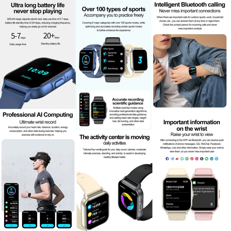 ZW36 1.83 inch BT Call Smart Watch, Blood oxygen / Blood Pressure / Heart Rate(Blue) - free shipping - PMC TechLife - Order now!