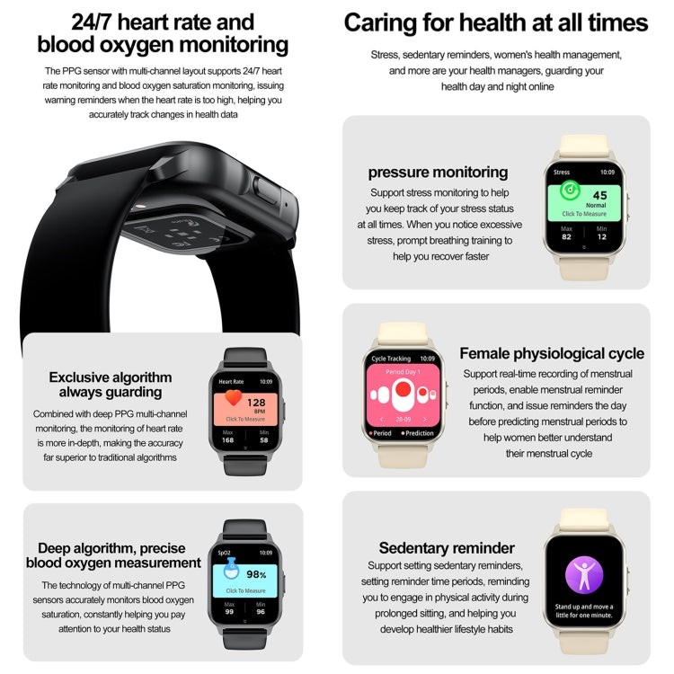 ZW36 1.83 inch BT Call Smart Watch, Blood oxygen / Blood Pressure / Heart Rate(Pink) - free shipping - PMC TechLife - Order now!