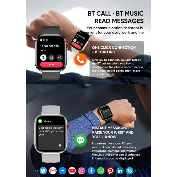 LC88 2 inch Square Screen BT Call Smart Watch, Heart Rate / Blood Pressure / Blood Oxygen / Sleep Monitoring(Black) - Smart Wristbands by PMC TechLife | Online Shopping South Africa | PMC TechLife | Buy Now Pay Later Mobicred
