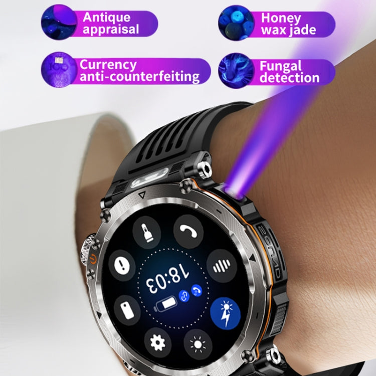 HT30 1.7 inch IP68 Waterproof Silicone Band Smart Watch, Support Flashlight / Banknote Detector Light / Compass(Black) - free shipping - PMC TechLife - Order now!