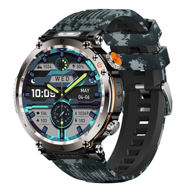 HT30 1.7 inch IP68 Waterproof Camouflage Silicone Band Smart Watch, Support Flashlight / Banknote Detector Light / Compass(Blue) - Smart Wristbands by PMC TechLife | Online Shopping South Africa | PMC TechLife | Buy Now Pay Later Mobicred