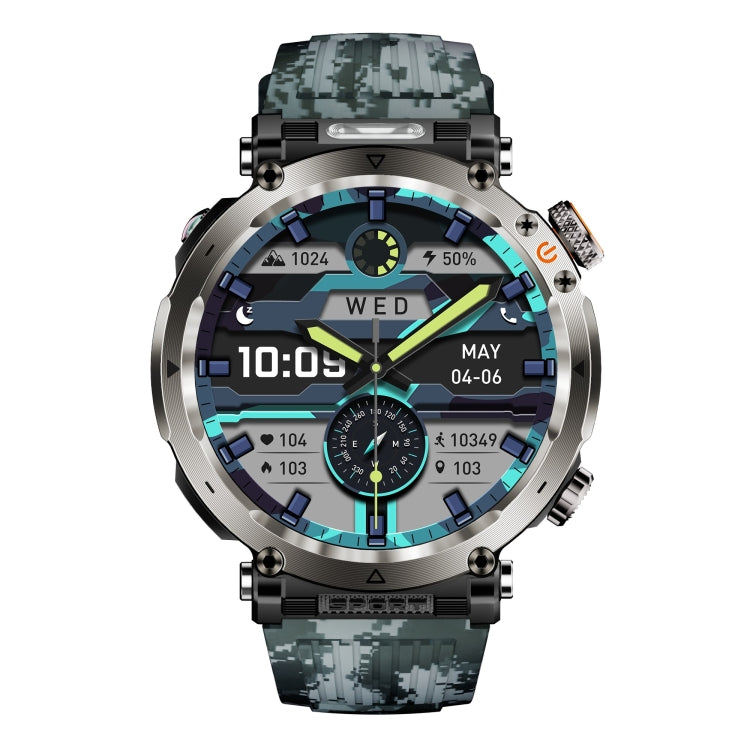 HT30 1.7 inch IP68 Waterproof Camouflage Silicone Band Smart Watch, Support Flashlight / Banknote Detector Light / Compass(Blue) - Smart Wristbands by PMC TechLife | Online Shopping South Africa | PMC TechLife | Buy Now Pay Later Mobicred