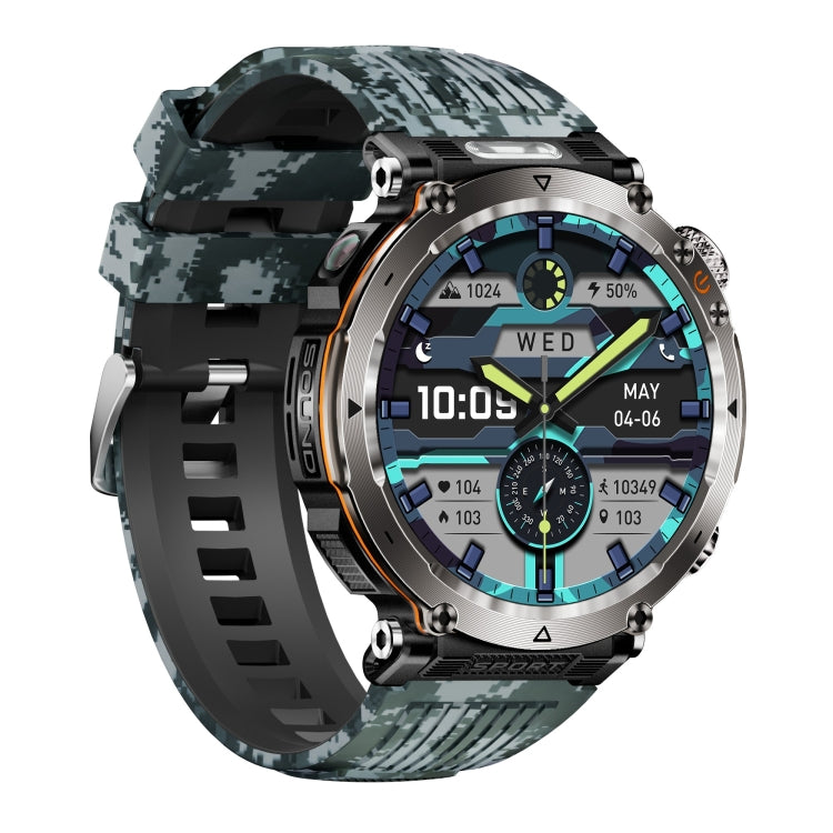 HT30 1.7 inch IP68 Waterproof Camouflage Silicone Band Smart Watch, Support Flashlight / Banknote Detector Light / Compass(Blue) - Smart Wristbands by PMC TechLife | Online Shopping South Africa | PMC TechLife | Buy Now Pay Later Mobicred