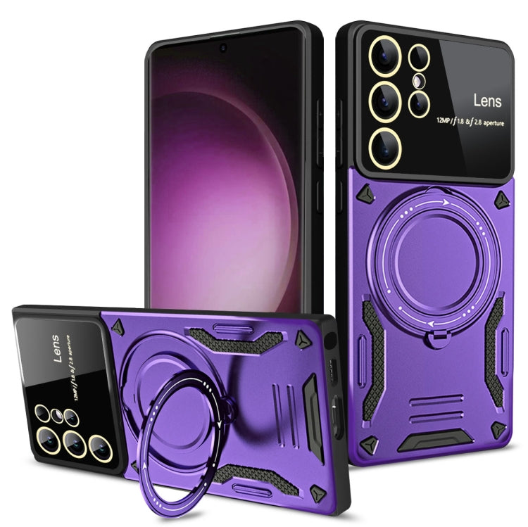 For Samsung Galaxy S25 Ultra 5G Large Window MagSafe Holder Phone Case(Purple) - free shipping - PMC Jewellery - Order now!