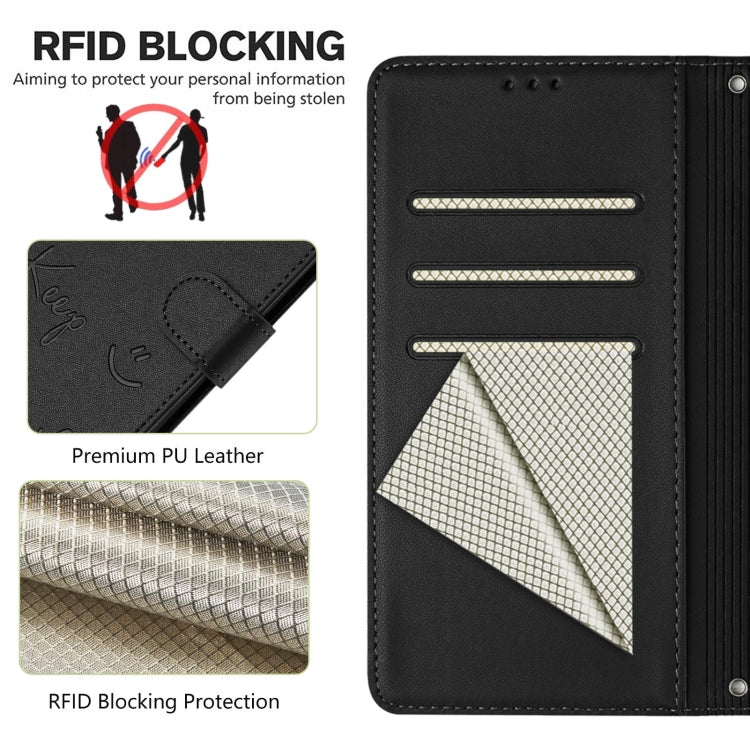 For Doogee N55 Plus Smile Embossing RFID Leather Phone Case(Black) - free shipping - PMC TechLife - Order now!