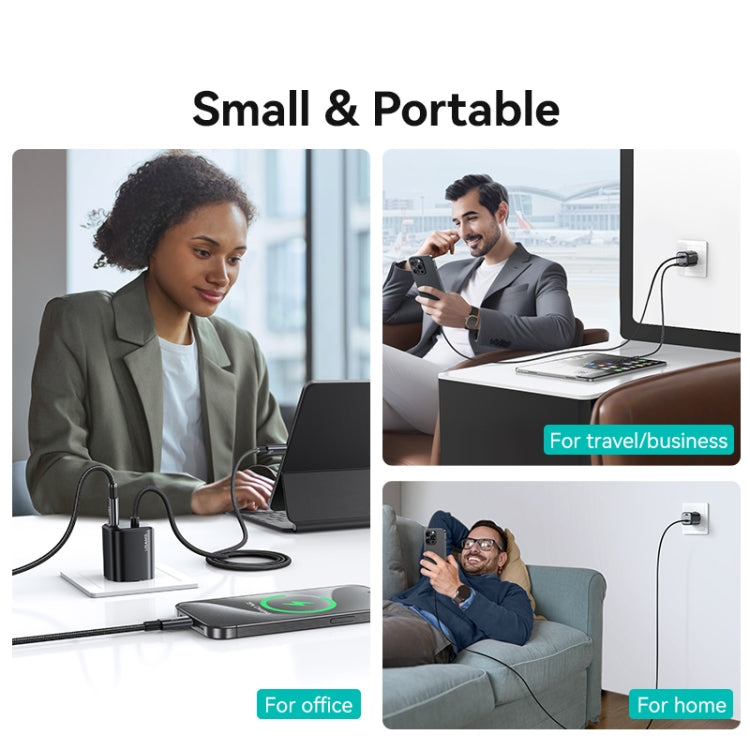 USAMS CC264 30W GaN Mini Type-C / USB-C Dual Port Fast Charger with Cable, EU Plug(White) - free shipping - PMC TechLife - Order now!