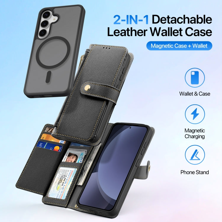 For Samsung Galaxy S25 5G DUX DUCIS Lawa Series 2 in 1 Wallet Zipper Detachable MagSafe Phone Case with Lanyard(Black) - Galaxy S25 5G Cases by DUX DUCIS | Online Shopping South Africa | PMC Jewellery | Buy Now Pay Later Mobicred