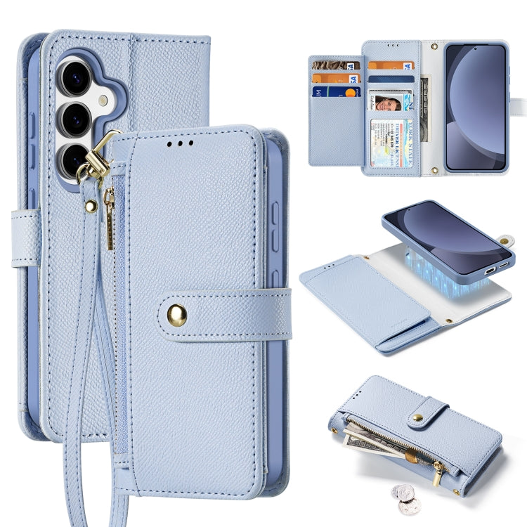 For Samsung Galaxy S25 5G DUX DUCIS Lawa Series 2 in 1 Wallet Zipper Detachable MagSafe Phone Case with Lanyard(Light Blue) - free shipping - PMC Jewellery - Order now!
