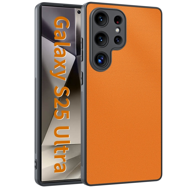 For Samsung Galaxy S25 Ultra 5G Ultra-thin Plain Skin Leather Phone Case(Orange) - Galaxy S25 Ultra 5G Cases by PMC TechLife | Online Shopping South Africa | PMC TechLife | Buy Now Pay Later Mobicred