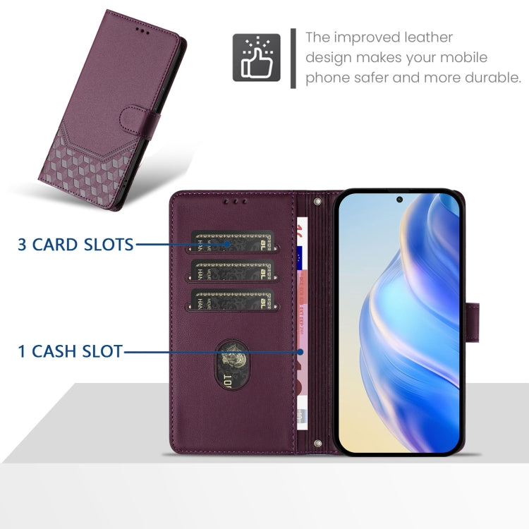 For Doogee N55 Plus Honeycomb Embossing RFID Leather Phone Case(Violet) - More Brand by PMC TechLife | Online Shopping South Africa | PMC TechLife | Buy Now Pay Later Mobicred