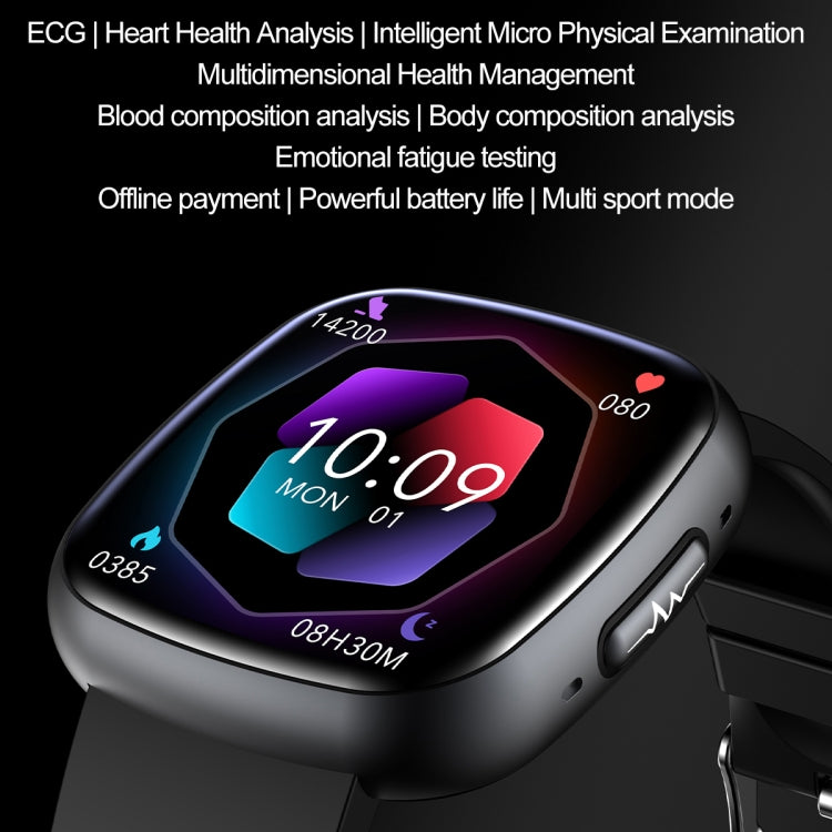 ET593 1.75 inch IPS Square Screen Smart Watch, ECG Electrocardiogram / Blood Sugar Monitoring(Red) - Smart Watches by PMC TechLife | Online Shopping South Africa | PMC TechLife | Buy Now Pay Later Mobicred