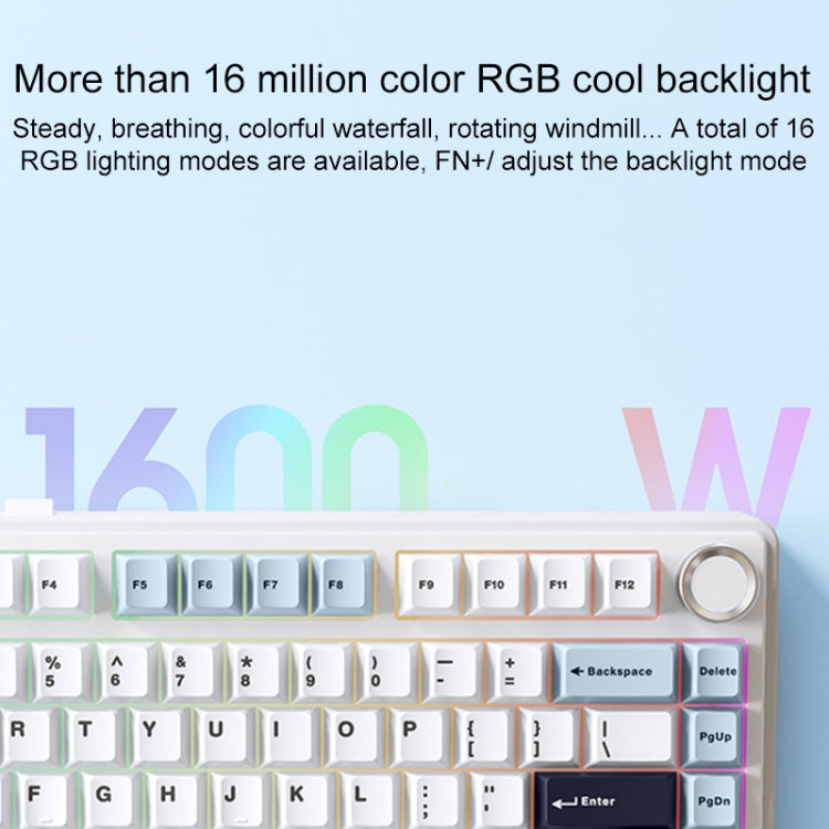 AULA F75 80 Keys Wired/2.4G/Bluetooth Three Model Customized RGB Mechanical Keyboard(Glacier Blue) - free shipping - PMC TechLife - Order now!