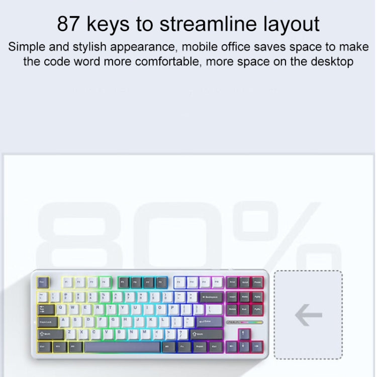 AULA F87 87 Keys Wired/2.4G/Bluetooth Three Model Customized RGB Mechanical Keyboard(Glacier Blue) - free shipping - PMC TechLife - Order now!