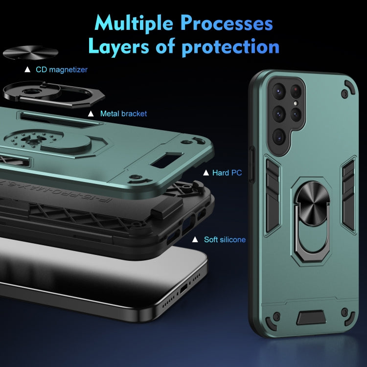 For Samsung Galaxy S25 Ultra 5G Shockproof Metal Ring Holder Phone Case(Green) - Galaxy S25 Ultra 5G Cases by PMC Jewellery | Online Shopping South Africa | PMC Jewellery | Buy Now Pay Later Mobicred