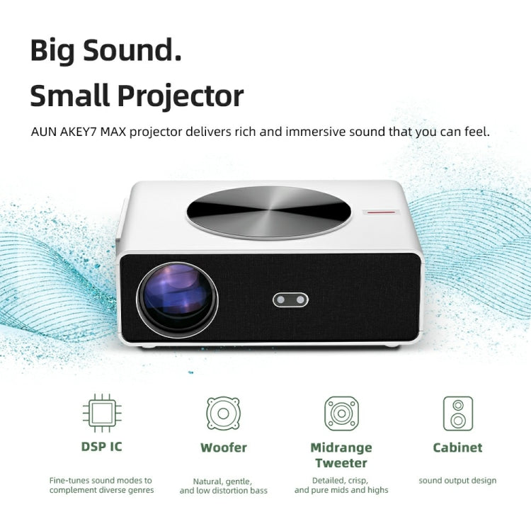 AUN AKEY7 MAX 1920x1080P HD Android LCD Projector UK Plug(White) - LED Projector by AUN | Online Shopping South Africa | PMc TechLife | Buy Now Pay Later Mobicred