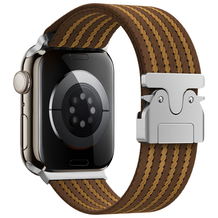 For Apple Watch 46mm / 49mm / 45mm / 44mm Parachute Buckle 4-Stripe Braided Nylon Watch Band(Brown Khaki) - Watch Bands by PMc TechLife | Online Shopping South Africa | PMc TechLife | Buy Now Pay Later Mobicred