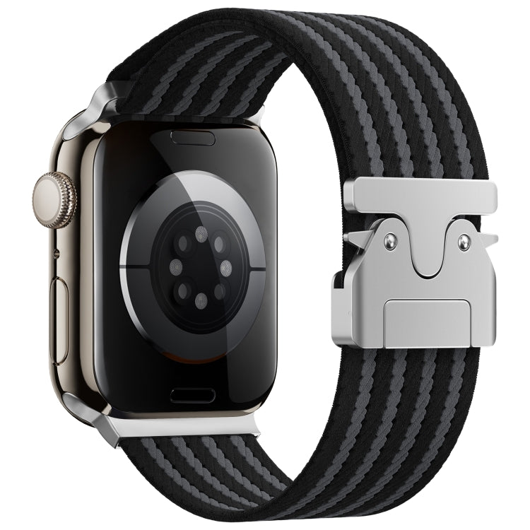 For Apple Watch 46mm / 49mm / 45mm / 44mm Parachute Buckle 4-Stripe Braided Nylon Watch Band(Black Grey) - free shipping - PMc TechLife - Order now!