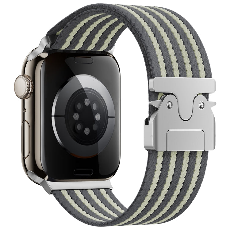 For Apple Watch 42mm / 41mm / 40mm / 38mm Parachute Buckle 4-Stripe Braided Nylon Watch Band(Grey Light Yellow) - free shipping - PMc TechLife - Order now!