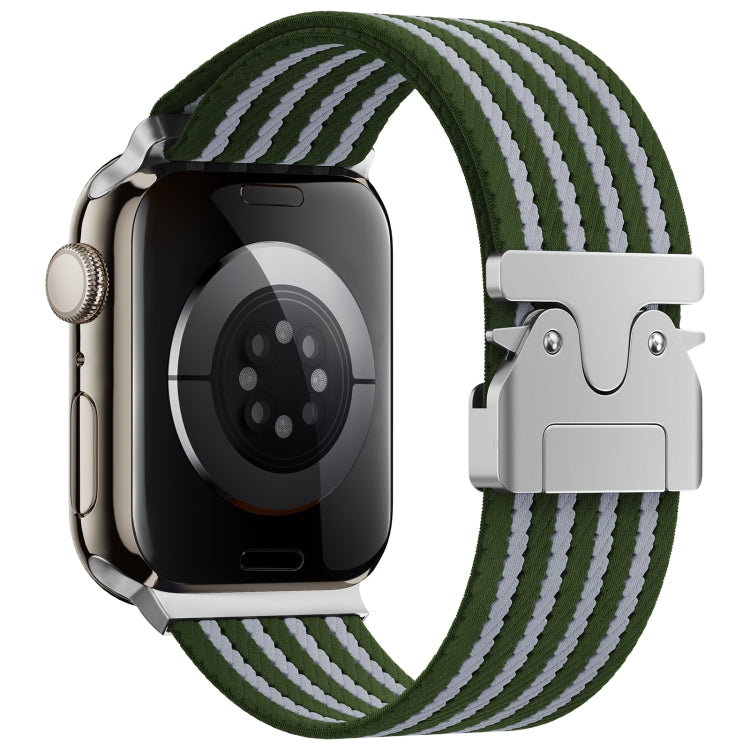 For Apple Watch 42mm / 41mm / 40mm / 38mm Parachute Buckle 4-Stripe Braided Nylon Watch Band(Green White) - free shipping - PMc TechLife - Order now!