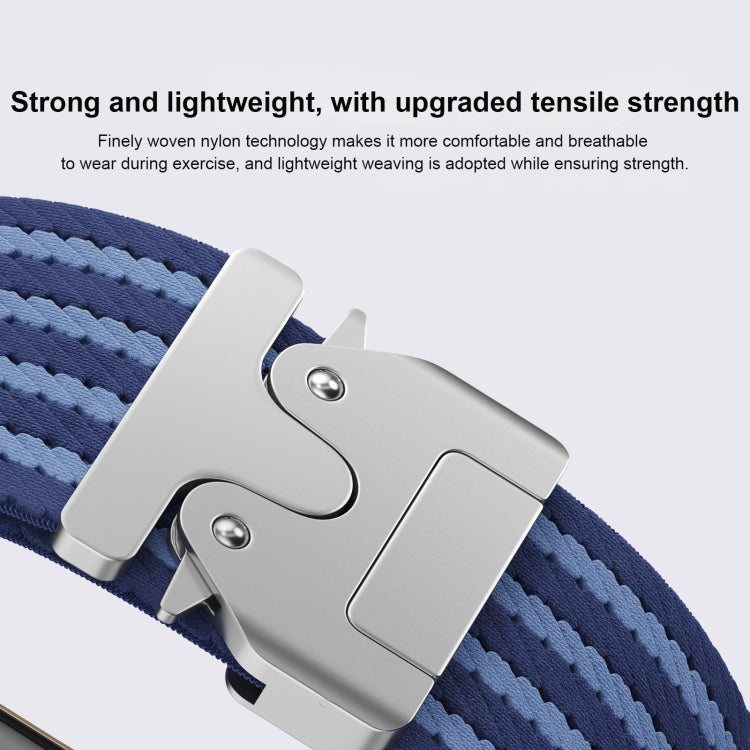 For Apple Watch 46mm / 49mm / 45mm / 44mm Parachute Buckle 4-Stripe Braided Nylon Watch Band(Full Blue) - free shipping - PMc TechLife - Order now!