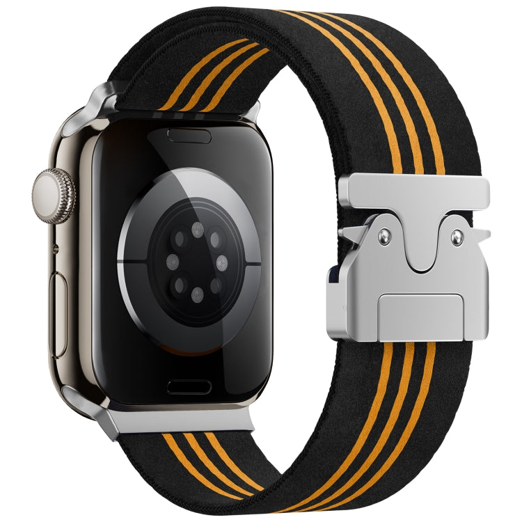 For Apple Watch 46mm / 49mm / 45mm / 44mm Parachute Buckle 3-Stripe Braided Nylon Watch Band(Black Orange) - Watch Bands by PMc TechLife | Online Shopping South Africa | PMc TechLife | Buy Now Pay Later Mobicred