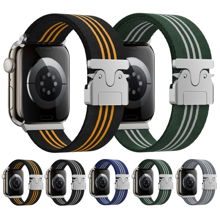 For Apple Watch 46mm / 49mm / 45mm / 44mm Parachute Buckle 3-Stripe Braided Nylon Watch Band(Black Orange) - Watch Bands by PMc TechLife | Online Shopping South Africa | PMc TechLife | Buy Now Pay Later Mobicred