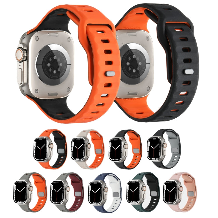 For Apple Watch 46mm / 49mm / 45mm / 44mm Horizontal Stripes Two-Color Silicone Watch Band(Black Grey) - Watch Bands by PMc TechLife | Online Shopping South Africa | PMc TechLife | Buy Now Pay Later Mobicred