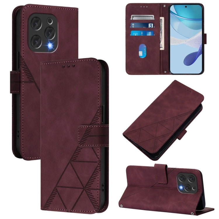 For Doogee N55 Plus Crossbody 3D Embossed Flip Leather Phone Case(Wine Red) - Doogee Cases by PMC TechLife | Online Shopping South Africa | PMC TechLife | Buy Now Pay Later Mobicred
