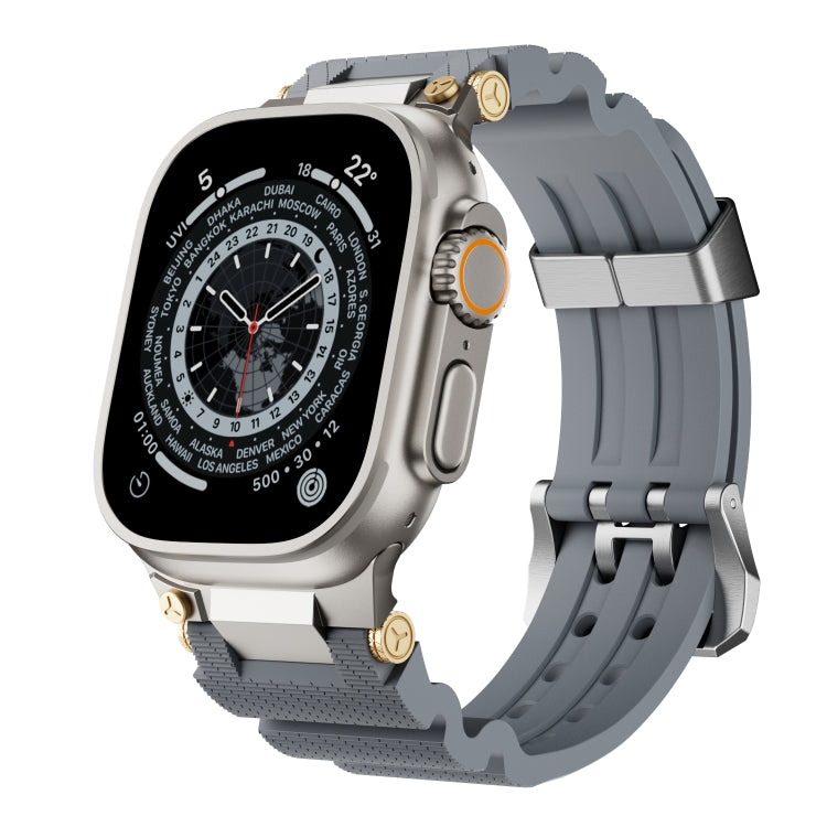For Apple Watch 46mm / 49mm / 45mm / 44mm Cool Dual-Row Holes Silicone Watch Band(Grey Silver) - Watch Bands by PMC TechLife | Online Shopping South Africa | PMC TechLife | Buy Now Pay Later Mobicred