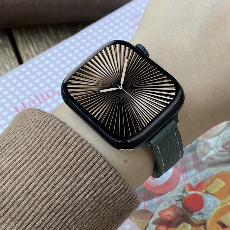 For Apple Watch 46mm / 49mm / 45mm / 44mm 14mm Magnetic Buckle Litchi Leather Watch Band(Pink Beige) - Watch Bands by PMc TechLife | Online Shopping South Africa | PMc TechLife | Buy Now Pay Later Mobicred