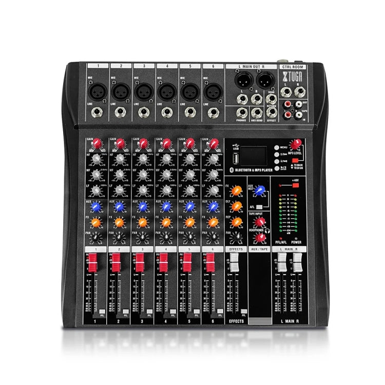 XTUGA CT60X 6-Channels Audio Mixer DJ Mixing Console with 48V Power Supply(US Plug) - Live Sound Effects Processors by XTUGA | Online Shopping South Africa | PMC TechLife | Buy Now Pay Later Mobicred