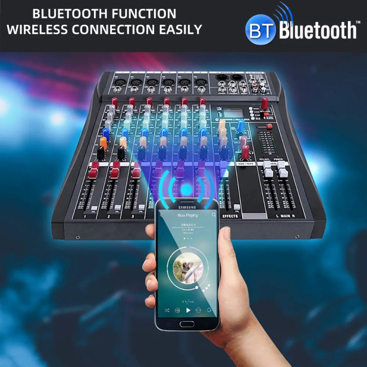 XTUGA CT60X 6-Channels Audio Mixer DJ Mixing Console with 48V Power Supply(UK Plug) - Live Sound Effects Processors by XTUGA | Online Shopping South Africa | PMC TechLife | Buy Now Pay Later Mobicred