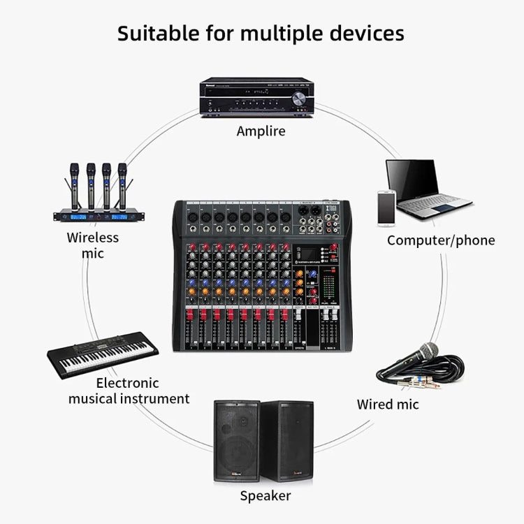 XTUGA CT80X 8-Channels Audio Mixer DJ Mixing Console with 48V Power Supply(US Plug) - Live Sound Effects Processors by XTUGA | Online Shopping South Africa | PMC TechLife | Buy Now Pay Later Mobicred