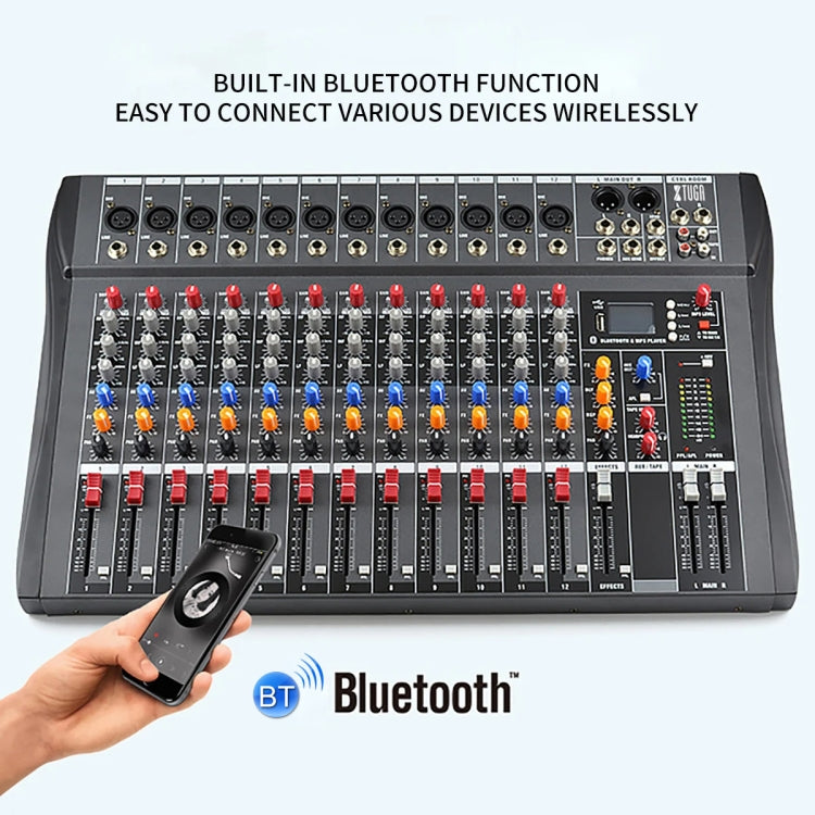 XTUGA CT120X 12-Channels Audio Mixer DJ Mixing Console with 48V Power Supply(US Plug) - Live Sound Effects Processors by XTUGA | Online Shopping South Africa | PMC TechLife | Buy Now Pay Later Mobicred